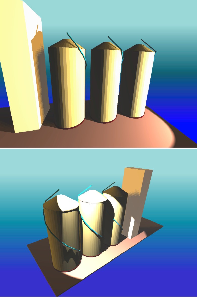 silos 3d renderizados