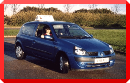 Driving Lessons take place in this Blue, 51 Reg Clio.  Voted one of the safest cars in Britain.
