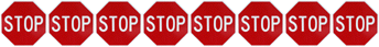 row of STOP signs