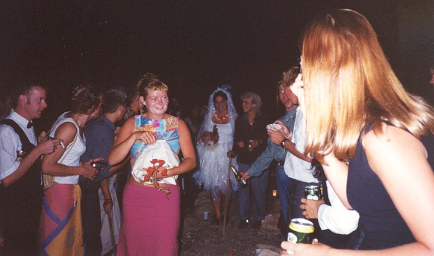 Marianne the flower girl walks gracefully down the aisle, while Australian Eli leads his beloved daughter to the altar 
