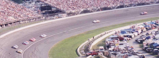 Kevin (the white car in the middle of the picture) trying to keep up with the packed during the early laps of the race