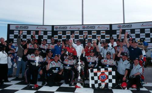 The team honoring Dale after Kevin won at Atlanta in just his third career start.  Courtesy of RCR