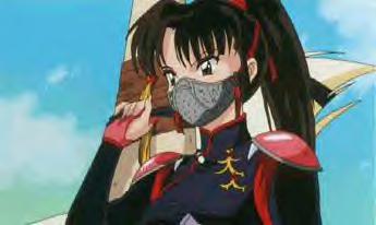 Sango must always wear her gas mask when standing behind Kirara..