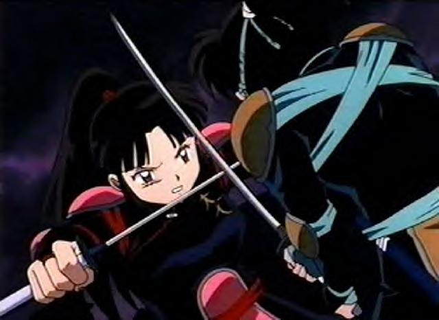 Sango fighting with her brother, Kohaku. Sad. -_-
