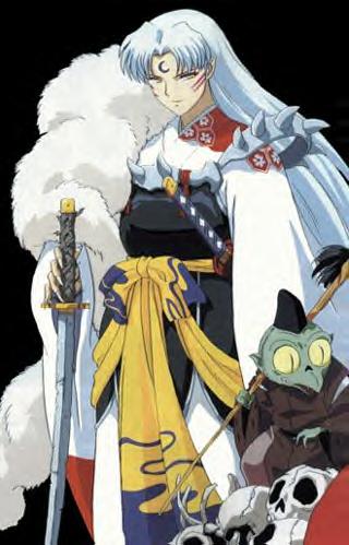 Sesshoumaru standing there with Jaken...the lil imp-thing