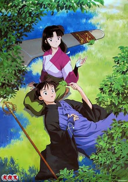 Check out Miroku looking at that leaf...it's like he's never seen one before.