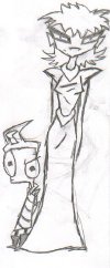 WAHAHAHA! Okay, this is only here because Zim looks so funny! *ahem* Stacia was just drawing during class on a paper packet two days ago and her friend told her to draw Zim so Stacia quickly sketched out a crappy Zim, but ended up liking it so she darkened the lines.