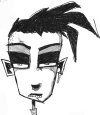 This is just a copy of one of Jhonen Vasquez's drawings of himself from a Meanwhile. Drawn in pen with a little bit of pencil.