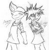 Lunc and Aoiro when they're 13. Mizi is their older sister.