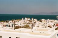 Blinding white buildings and blue seas