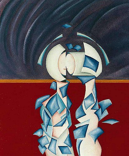Il bacio - olio su masonite, cm.60x50, A. 2000
