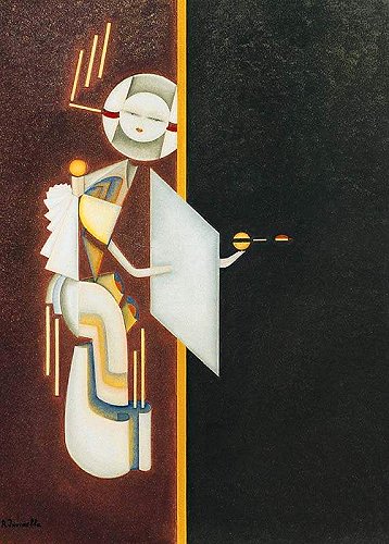 Nel buio - olio su masonite, cm.70x50, A. 2000