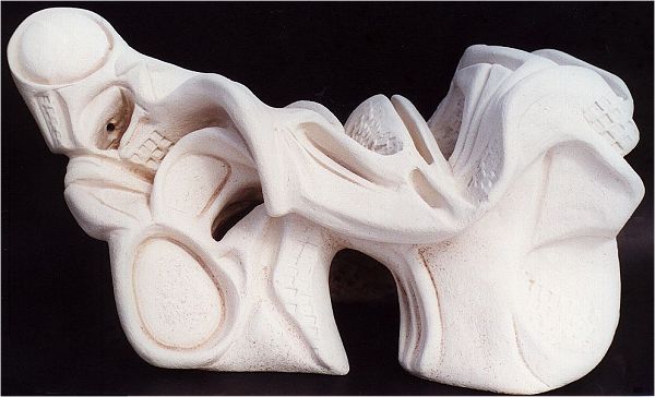 Donna attraversata dalle onde - terracotta refrattaria, cm.20x46x25, A. 2001