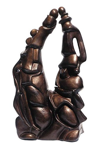 Segreti delle dame - terracotta con patina bronzea, cm.32x15x11, A. 2000