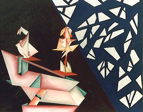 Essere nel tempo - olio su masonite, cm.80x100,  A. 2000