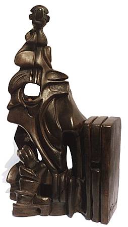 Donna nata da un libro - terracotta patinata, cm.33x20x15, A. 2000