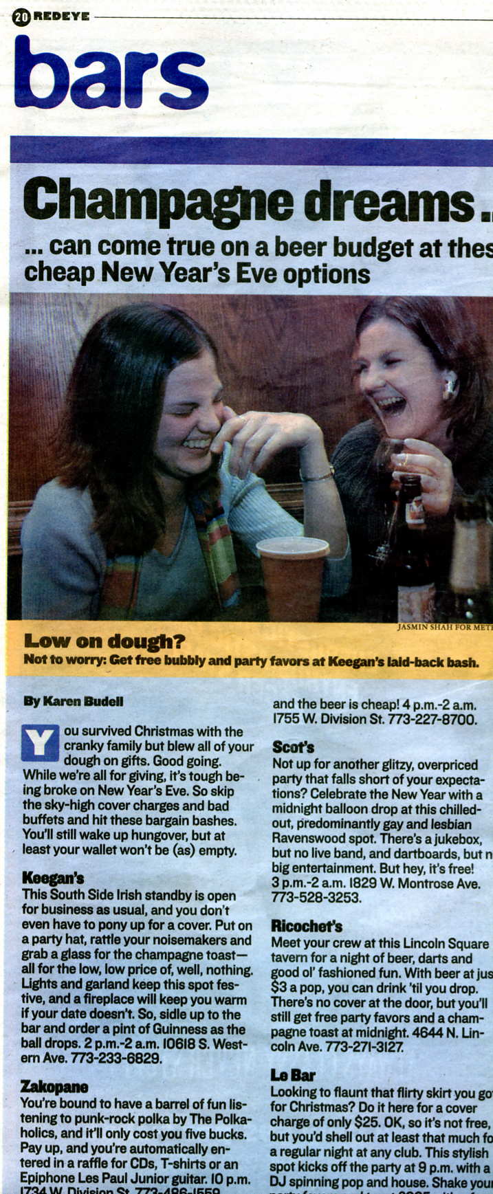 karen and judy at keegan's in the Redeye