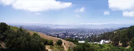 panoramic view of Berkeley and SF Bay