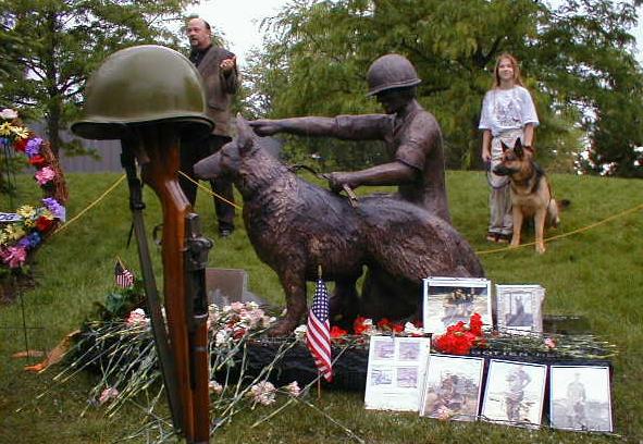 scuplture of war dog