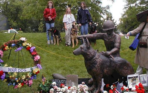 My friends and I with our dogs at the Memorial