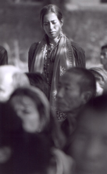 me, listening to H.H. the Dalai Lama.