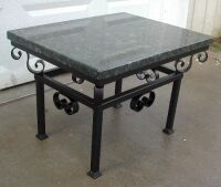 Granite and iron patio or coffee table (25"L X 20W" X 18.5" H)