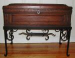 Hand forged iron table base with collared accents