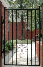 Gate #1 - 4' wide X 6' tall, solid square bar, brass hardware