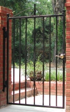 Gate #2 - 4' wide&nbsp; X 6' tall, solid square bar, brass hardware