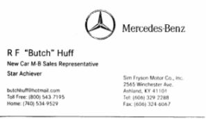 Butch Huff's business card