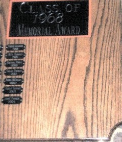 Class of 1968 Memorial Award Plaque in the Conley Sports Center