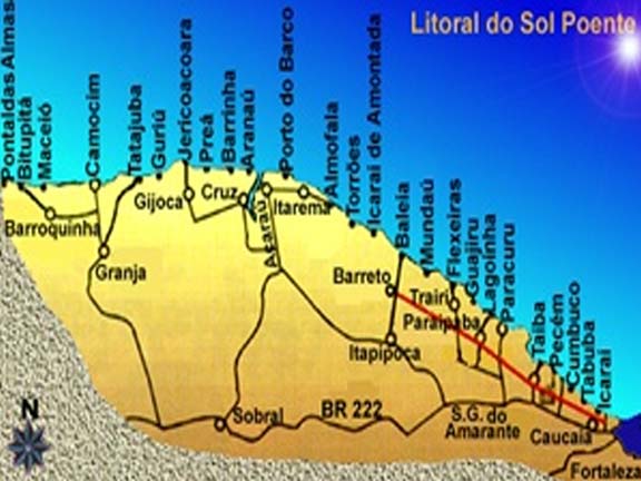 Mapa das Praias do Sol Pente