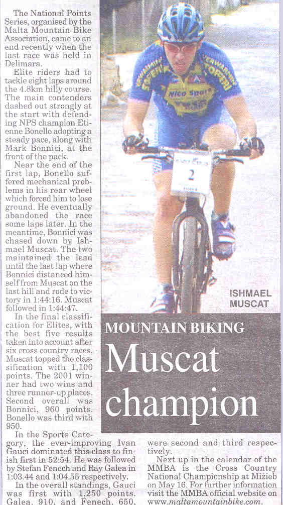 2004 National Points Series Champion - The Times of Malta