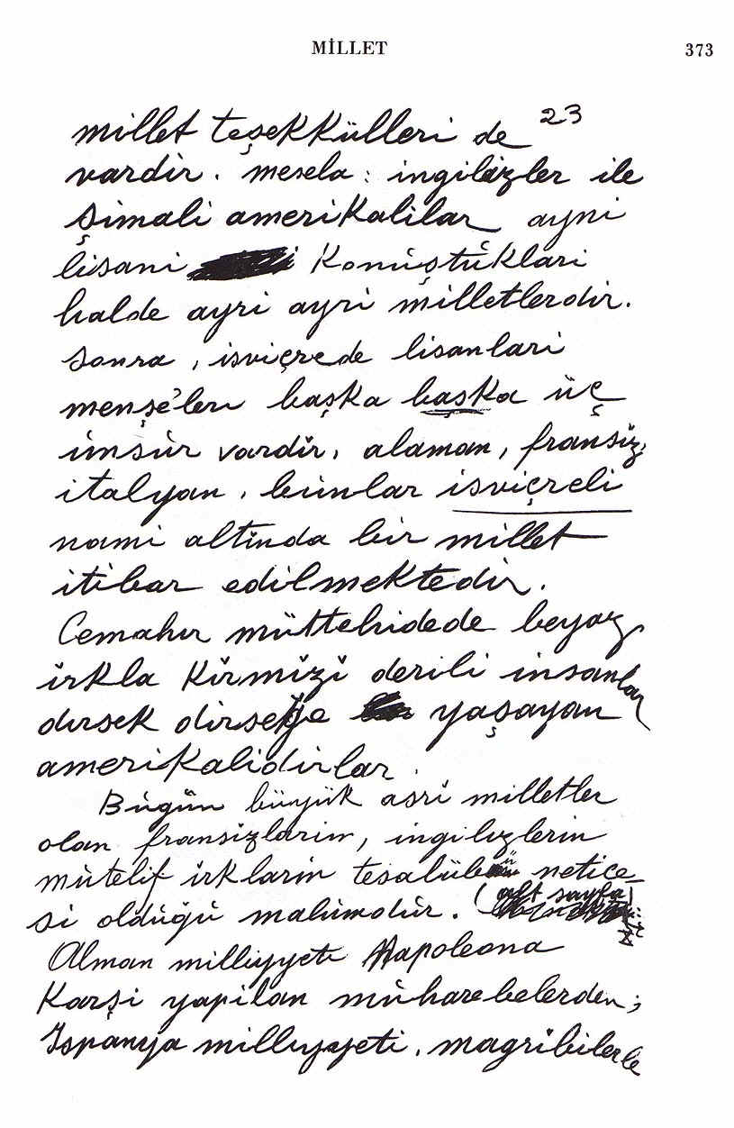 Atat�rk'�n kendi elyaz�s�ndan notlar - Medeni Bilgiler Sf 373