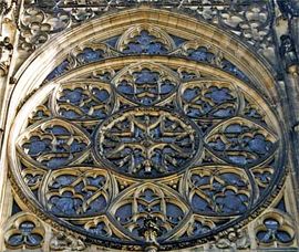 Rose window in Prague cathedral.