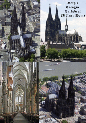 Cologne cathedral (1248-1880). Gothic and Neo-Gothic cathedral. Black by day, Gold by sunset.