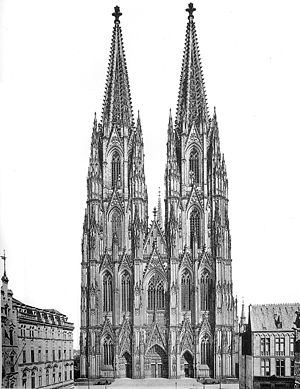The western facade of Cologne cathedral - 157 meters tall, once was the tallest structure in the world.