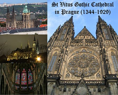 Prague's St Vitus catheral (1344-1929) late-Gothic and neo-Gothic.