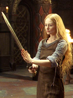 Miranda Otto, in her role as Eowyn - She-maid of Rohan - in Lord of the Rings trilogy.