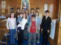 Front: Carly Pitman, Maggie Crocker (Colin), Matthew Vey, Zachary Peddle, Adam Vey; Back: Brittany Spurrell, Frankie Stringer, Raylene Langor, Rebecca Spurrell, Brandon Vey, at Youth Service, Hodge's Cove, April 23, 2006