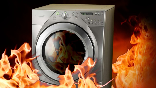 A dryer after a fire