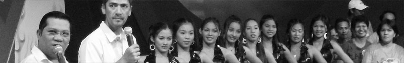Host Allan K. and Vic Sotto along with the Sex Bomb Girls at Laban O Bawi