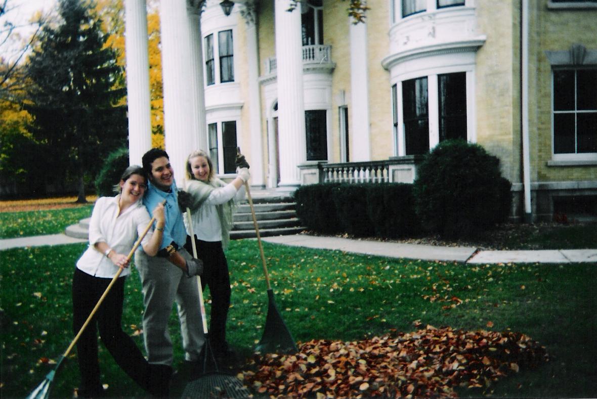 Southern Tier Divisional - Elisa, Andrew (from Binghamton), and Nicole (from Hartwick) raking leaves!