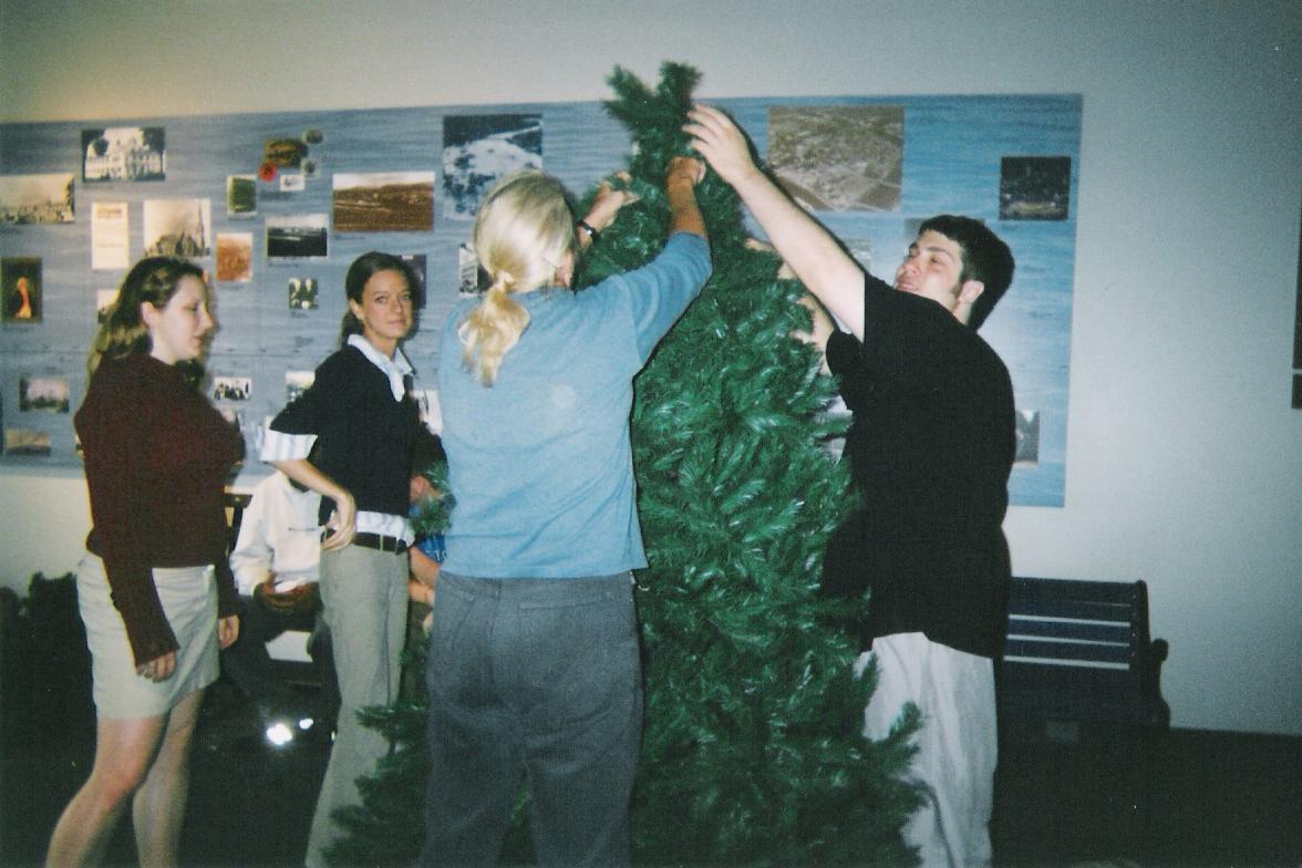 Southern Tier Divisional - Becca, Jamie, and Joe (from Hartwick) putting together a Christmas tree at the Roberson Museum in Binghamton.