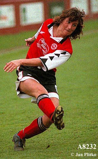 Top Ilkeston striker Lesley Higham in action!