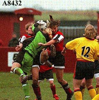 Annette Wale & Lesley Higham battle with Liverpool goalie!