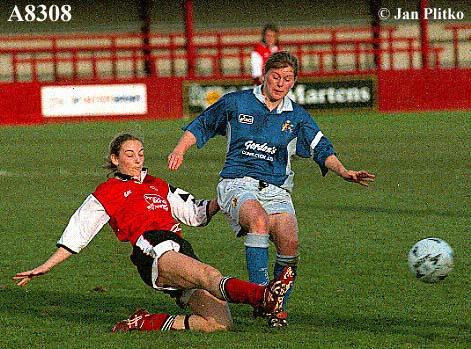 Ilkeston defender Sarah Wolliscroft clears the ball!