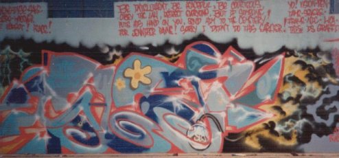 Here's a bit of irony.&nbsp; Giant painted this GRAFITTI piece in Mono, a place that we were allowed to paint in.&nbsp; In other words, it was LEGAL.&nbsp; However, if you read closely, you will see a Malcolm X quote in which Giant does not give credit to Mr. X; this is clearly ILLEGAL.&nbsp; Now that's irony!