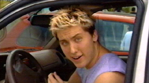 Tan leather interior? In Orlando in May? Bad idea, Lance. I bet you he's sticking to that seat. Mmm.