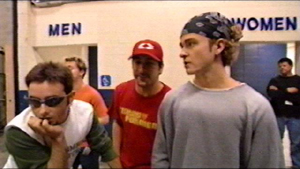 Hanging out, in front of the bathrooms, waiting for JC. Good times, people. Good times.